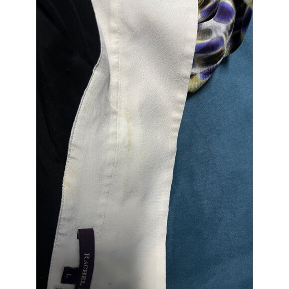 RACHEL ROY Silk Button-Down Shirt Women Large Geometric Print  Colorblock Office - Picture 9 of 10